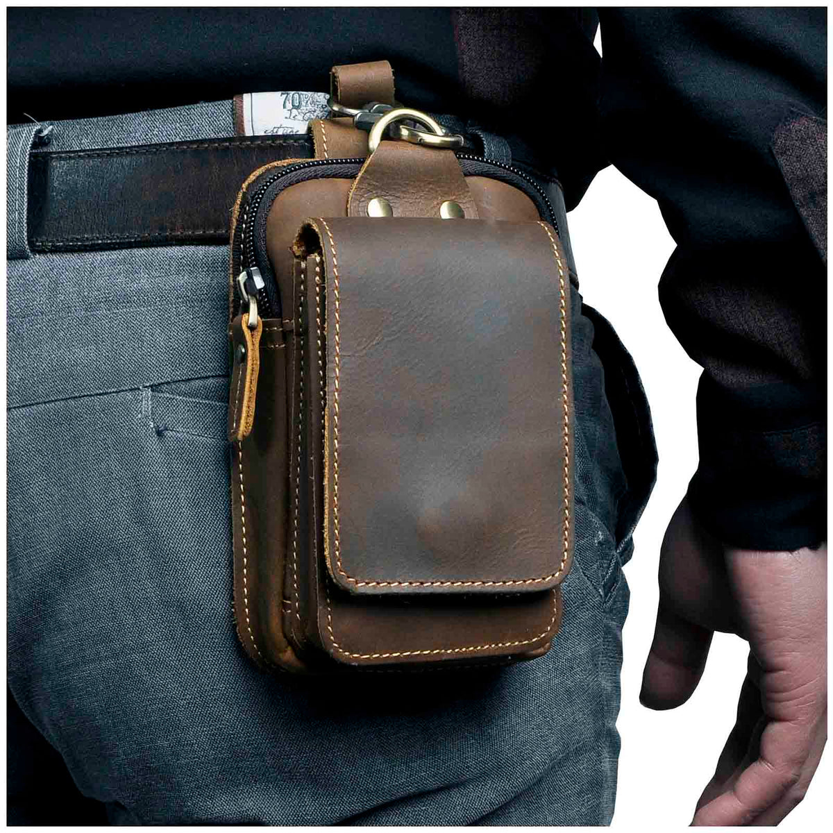 Genuine Leather Men's Waist Belt Bag