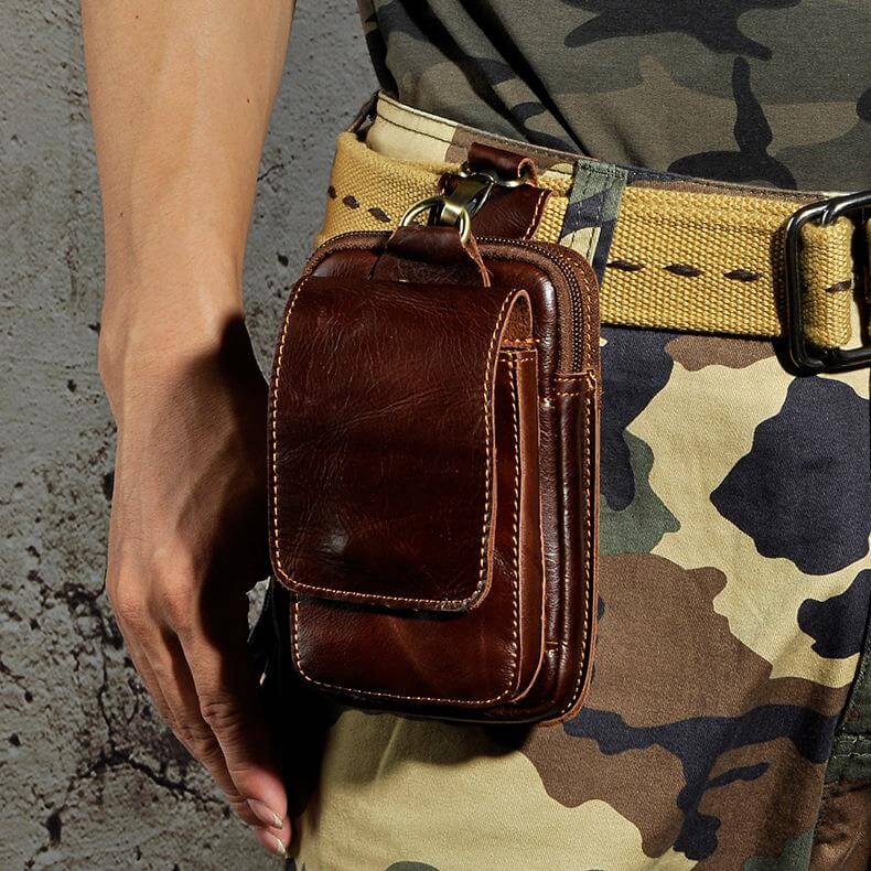 Genuine Leather Men's Waist Belt Bag
