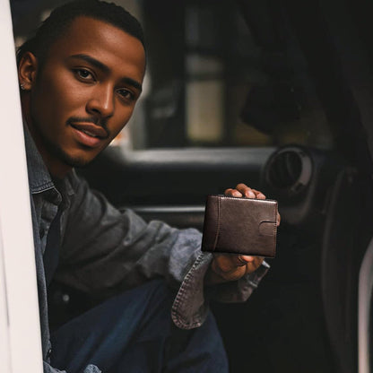Genuine Leather RFID Blocking Slim Card Holder Wallet