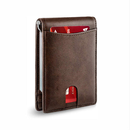 Genuine Leather RFID Blocking Slim Card Holder Wallet