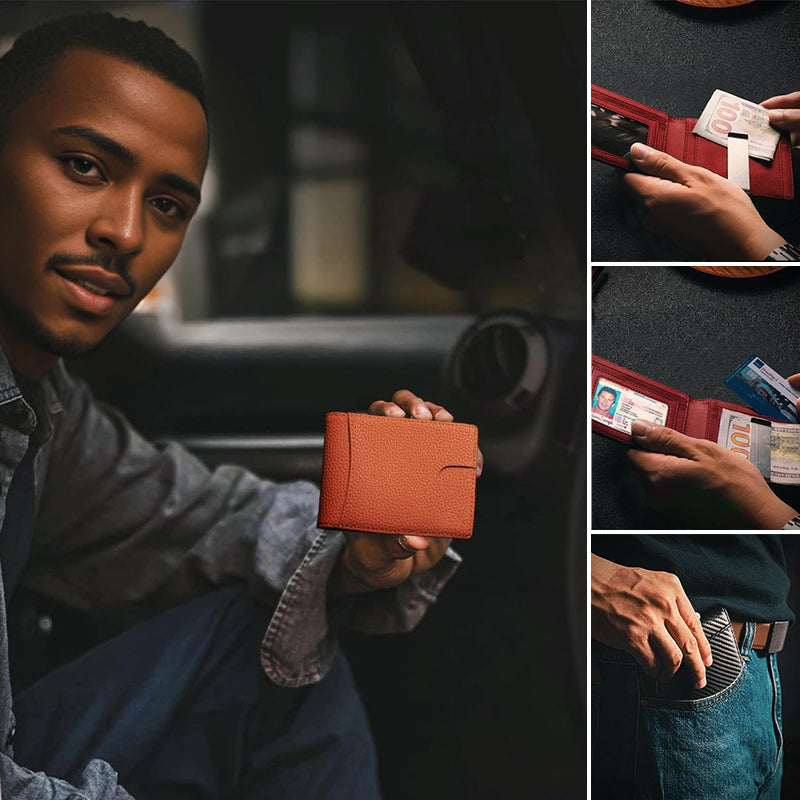 Genuine Leather RFID Blocking Slim Card Holder Wallet