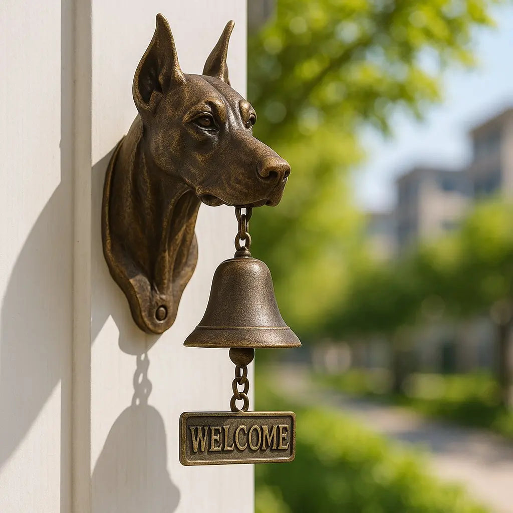German Shepherd Wall Mounted Welcome Bell Bronze Finish