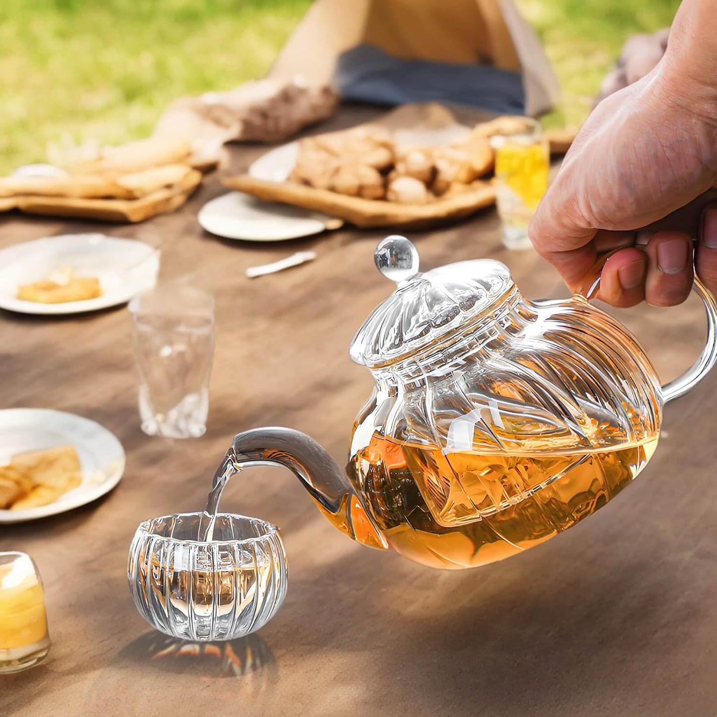 Glass Teapot with Stainless Steel Infuser for Loose Leaf Tea