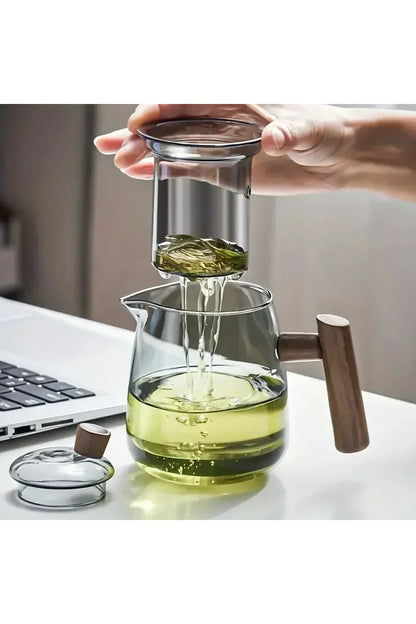 Glass Teapot with Wooden Handle 530 ml