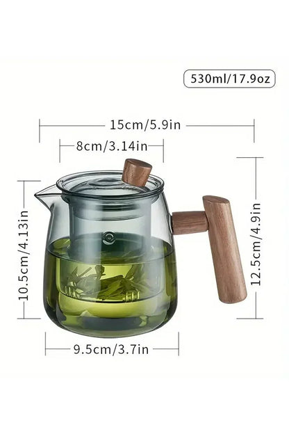 Glass Teapot with Wooden Handle 530 ml