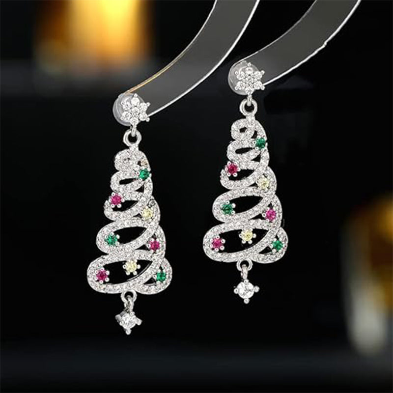 Glitter Christmas Tree Drop Earrings