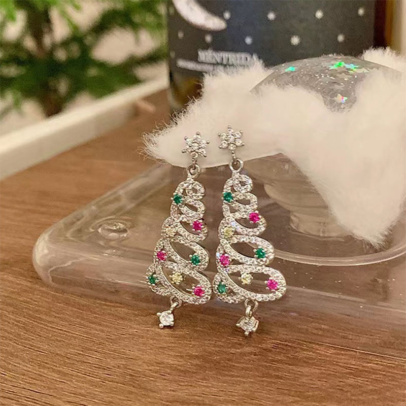 Glitter Christmas Tree Drop Earrings