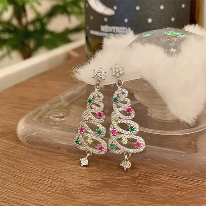 Glitter Christmas Tree Drop Earrings