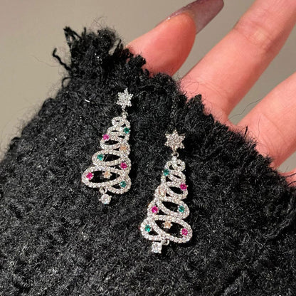 Glitter Christmas Tree Drop Earrings