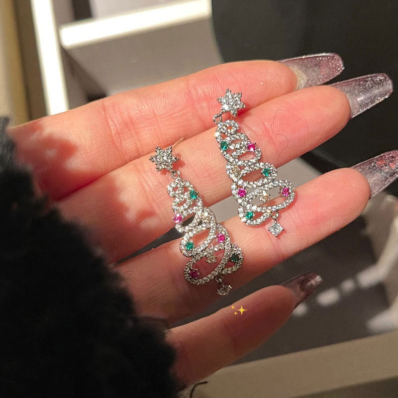 Glitter Christmas Tree Drop Earrings