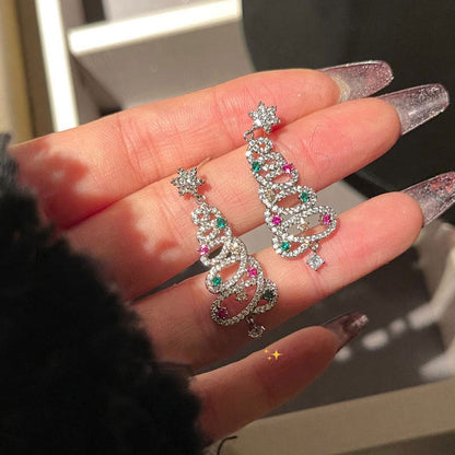 Glitter Christmas Tree Drop Earrings