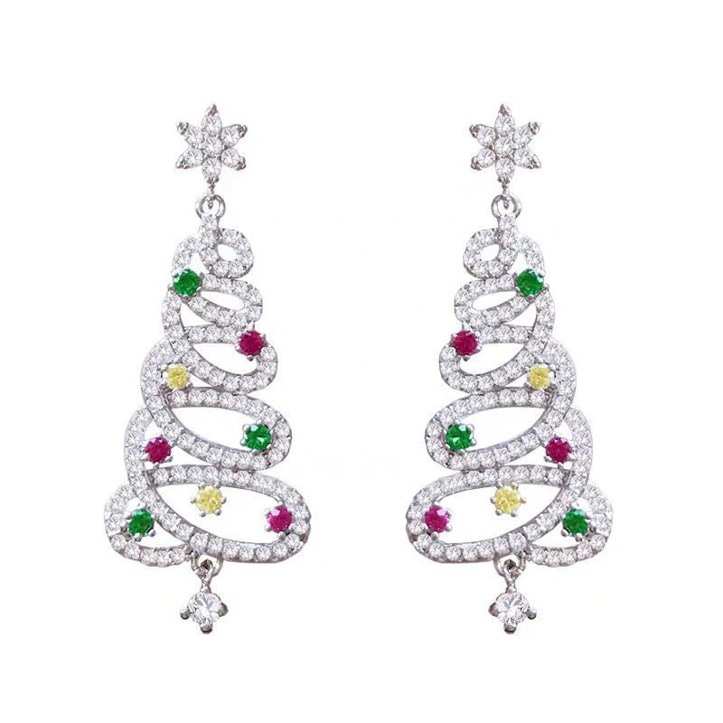 Glitter Christmas Tree Drop Earrings