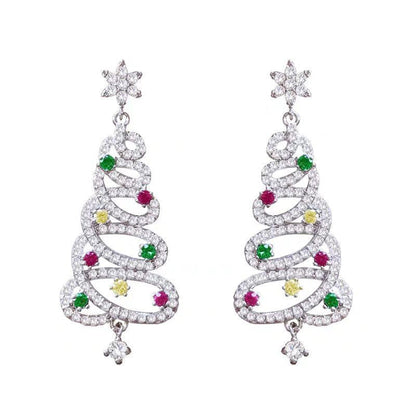 Glitter Christmas Tree Drop Earrings
