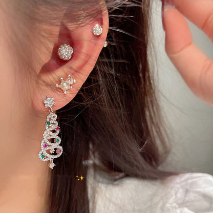 Glitter Christmas Tree Drop Earrings