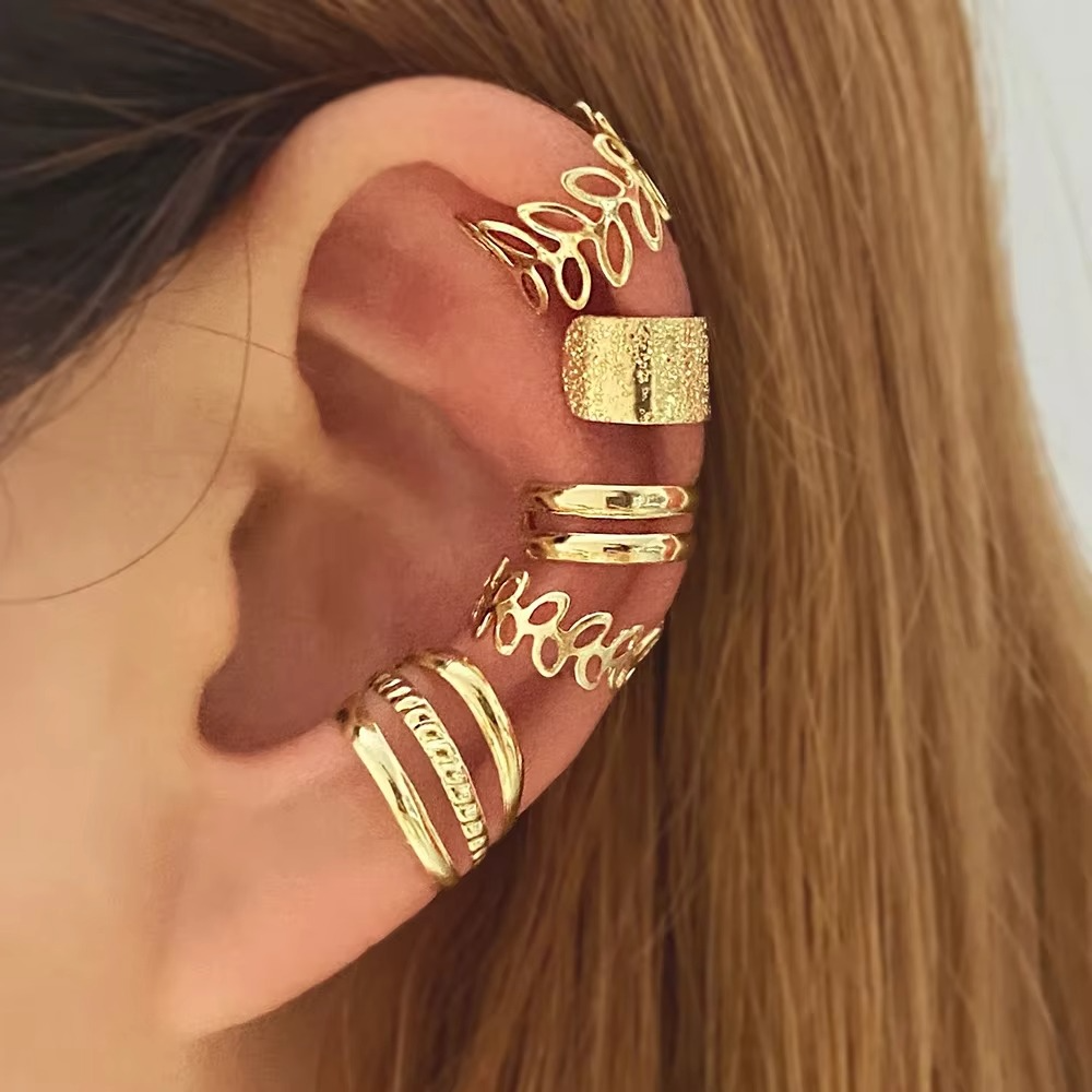 Gold Tone Leaf Clip On Ear Cuff Earrings for Women