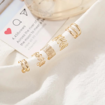 Gold Tone Leaf Clip On Ear Cuff Earrings for Women