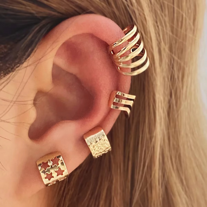 Gold Tone Leaf Clip On Ear Cuff Earrings for Women