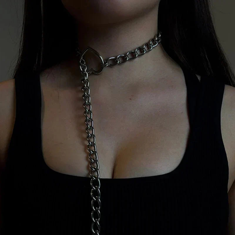 Gothic Heart Pendant Y Chain Necklace