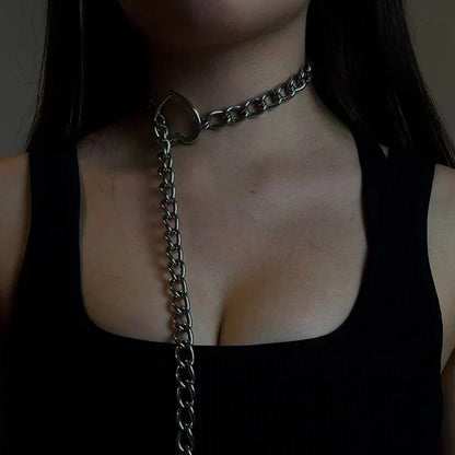Gothic Heart Pendant Y Chain Necklace