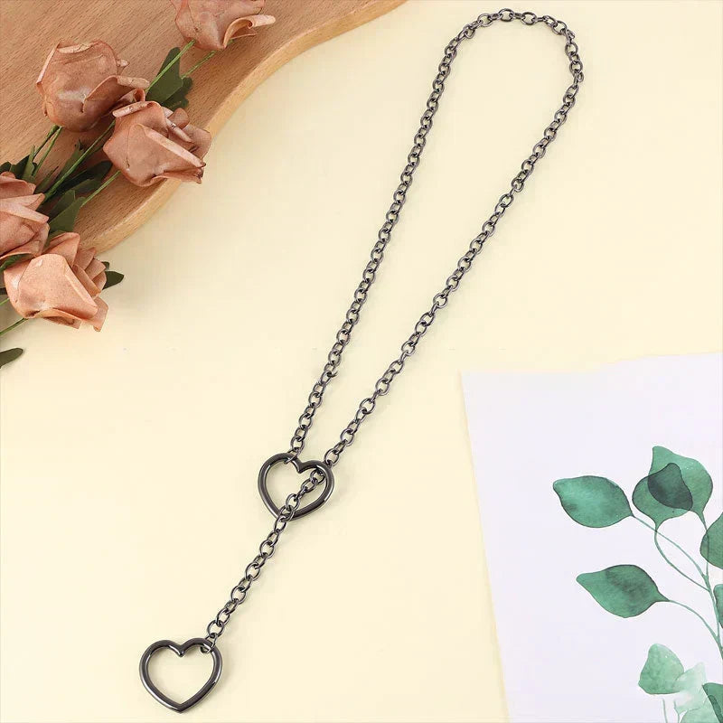 Gothic Heart Pendant Y Chain Necklace