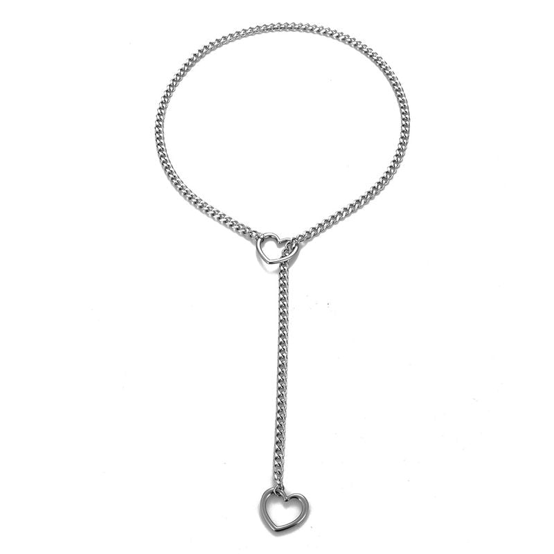 Gothic Heart Pendant Y Chain Necklace