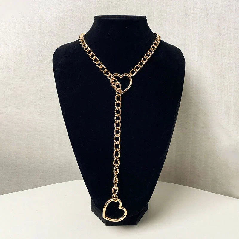 Gothic Heart Pendant Y Chain Necklace