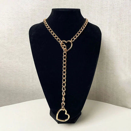 Gothic Heart Pendant Y Chain Necklace