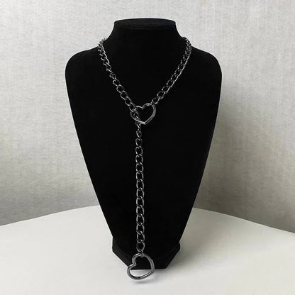 Gothic Heart Pendant Y Chain Necklace