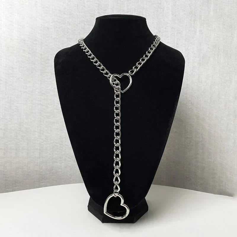 Gothic Heart Pendant Y Chain Necklace