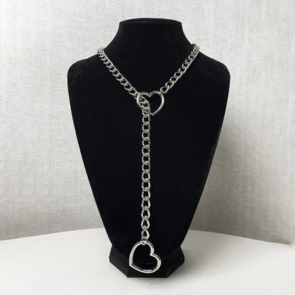 Gothic Heart Pendant Y Chain Necklace