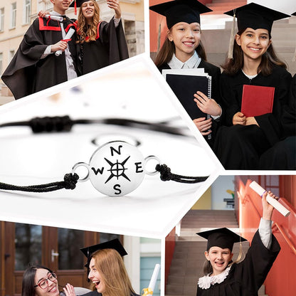 Graduation Compass Bracelet Adjustable Braided Cord Gift