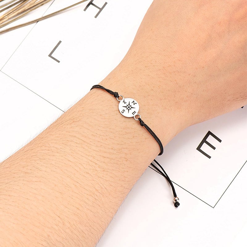 Graduation Compass Bracelet Adjustable Braided Cord Gift