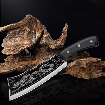Hand Forged Dragon Chef Knife with Wooden Handle
