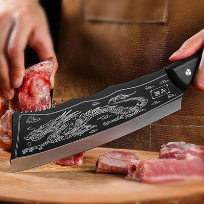 Hand Forged Dragon Chef Knife with Wooden Handle