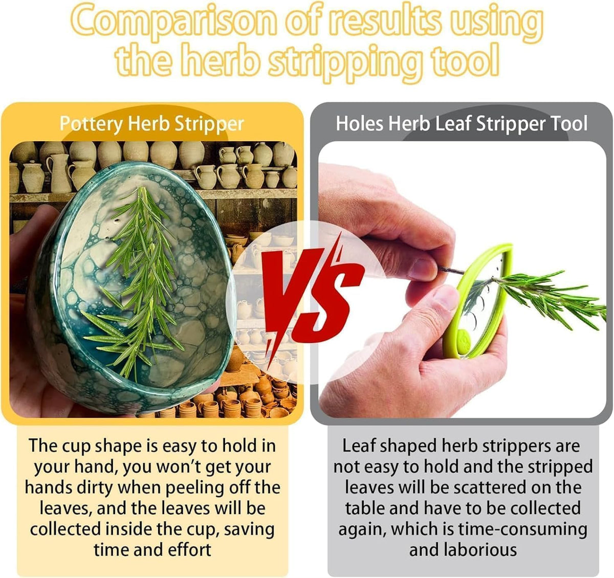 Handcrafted Ceramic Herb Leaf Stripper Kitchen Tool