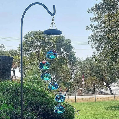 Handcrafted Glass Hummingbird Feeder with Decorative Wind Chime
