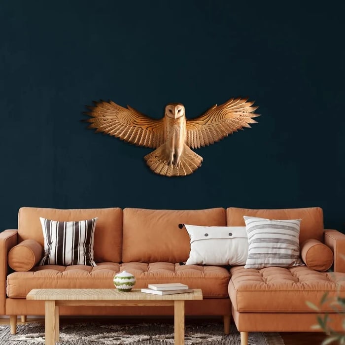 Handcrafted Wooden Owl Wall Art Hanging Decoration