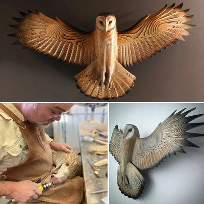 Handcrafted Wooden Owl Wall Art Hanging Decoration