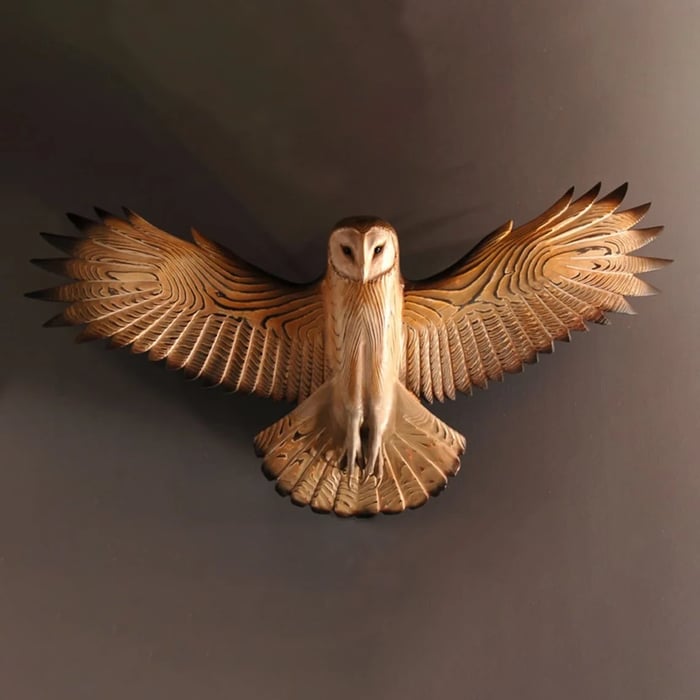 Handcrafted Wooden Owl Wall Art Hanging Decoration