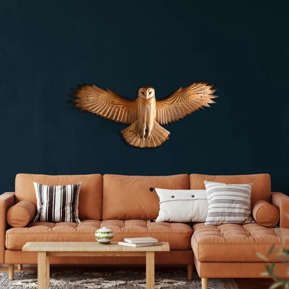 Handcrafted Wooden Owl Wall Sculpture Decor