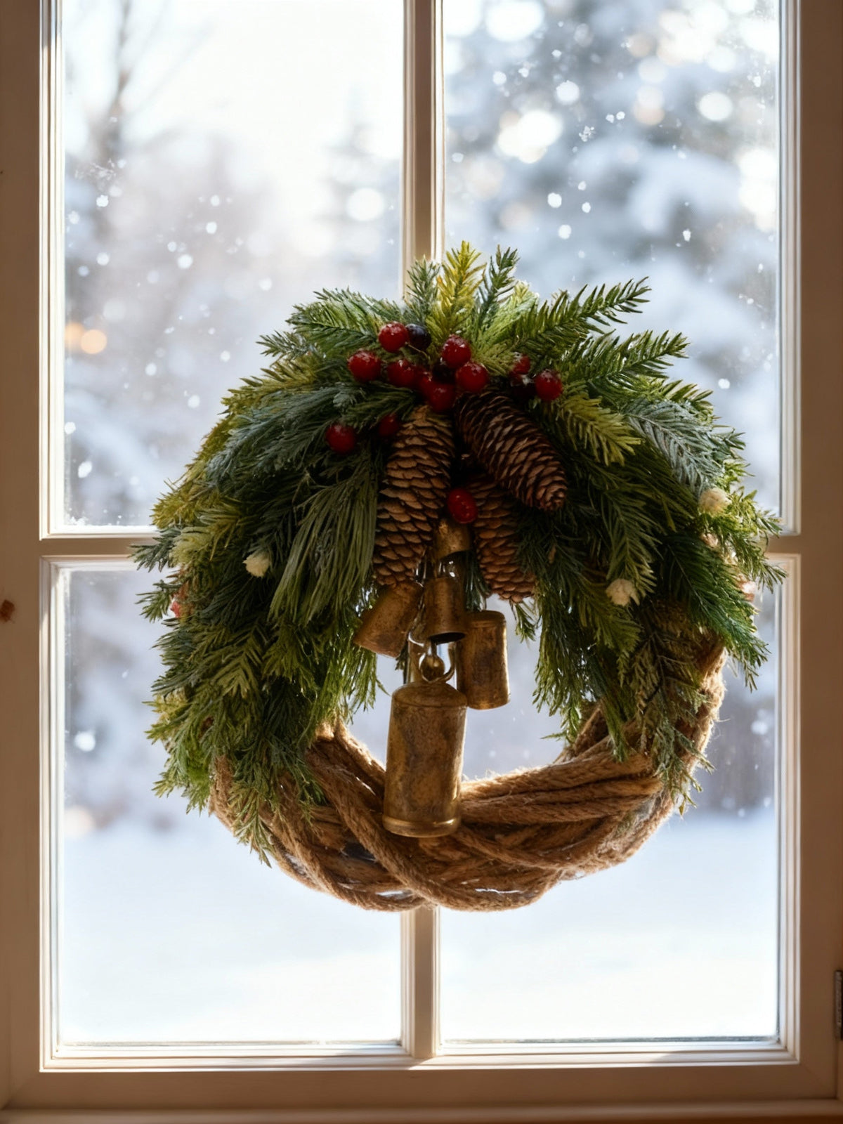 Handmade Bohemian Winter Door Wreath 43 cm