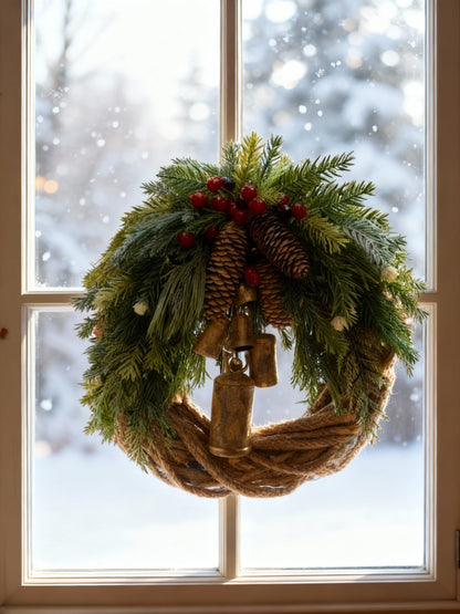 Handmade Bohemian Winter Door Wreath 43 cm
