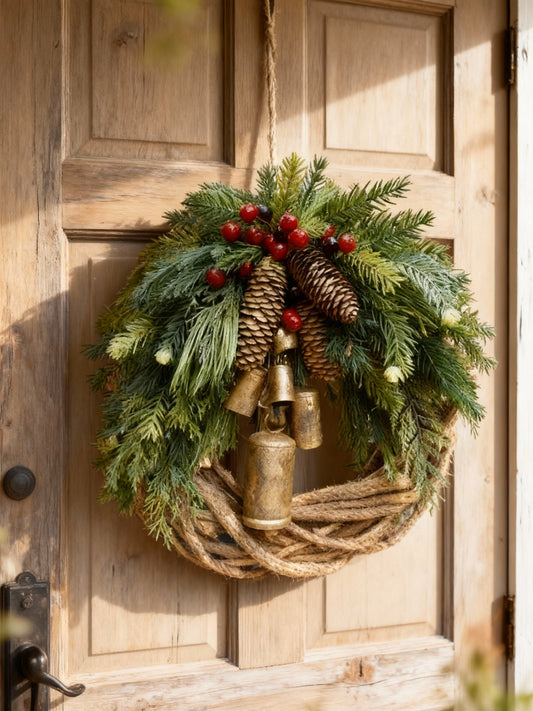 Handmade Bohemian Winter Door Wreath 43 cm