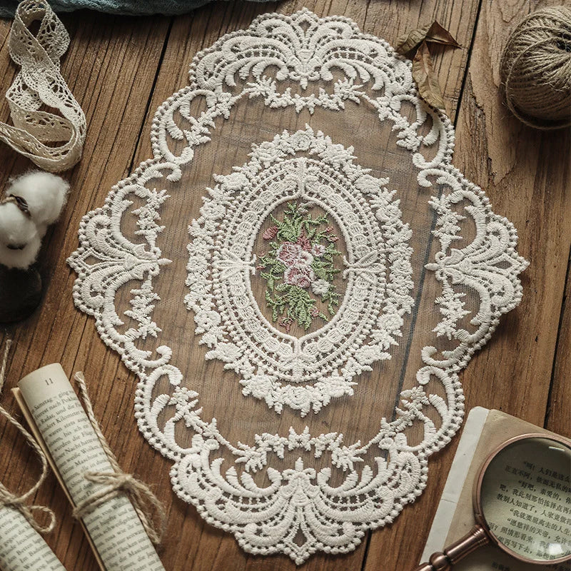 Handmade Crochet Lace Tablecloth Doilies Cotton Floral Design