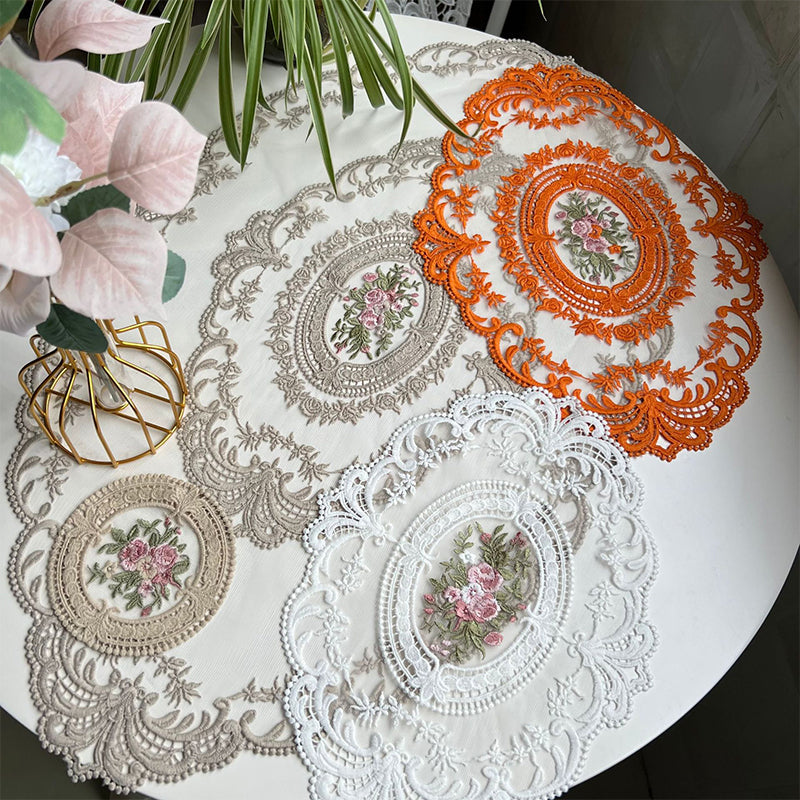 Handmade Crochet Lace Tablecloth Doilies Cotton Floral Design