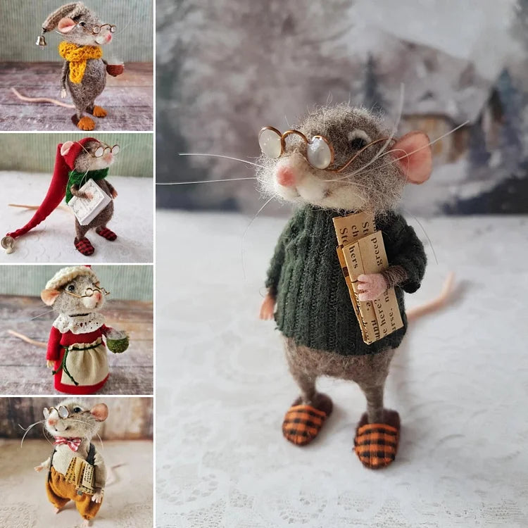 Handmade Felt Mouse Ornament Wool Christmas Decoration