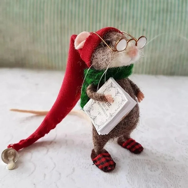 Handmade Felt Mouse Ornament Wool Christmas Decoration