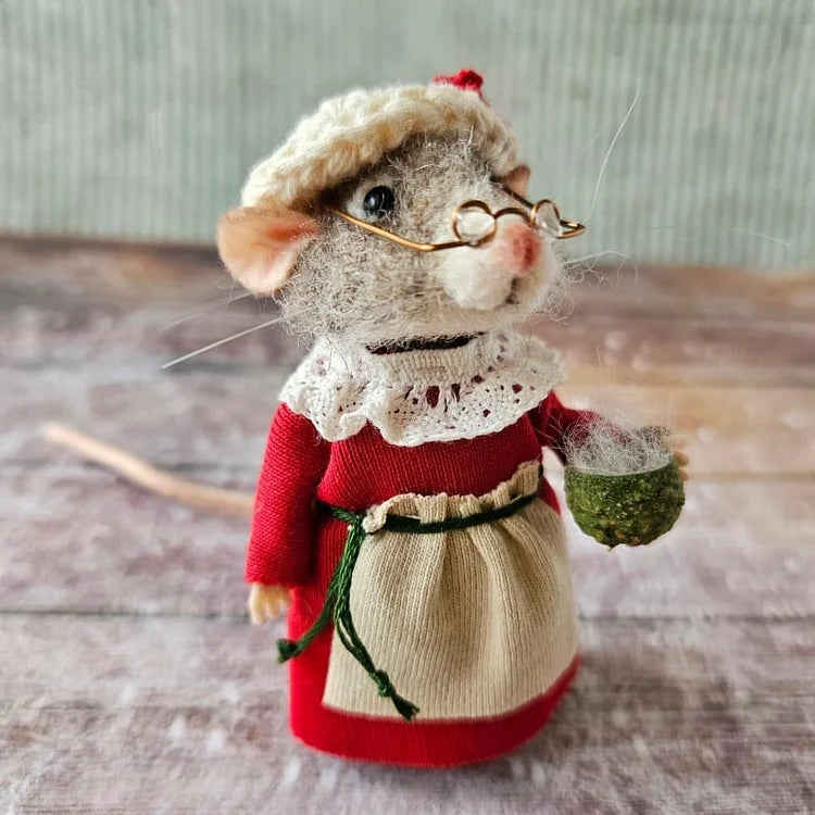 Handmade Felt Mouse Ornament Wool Christmas Decoration