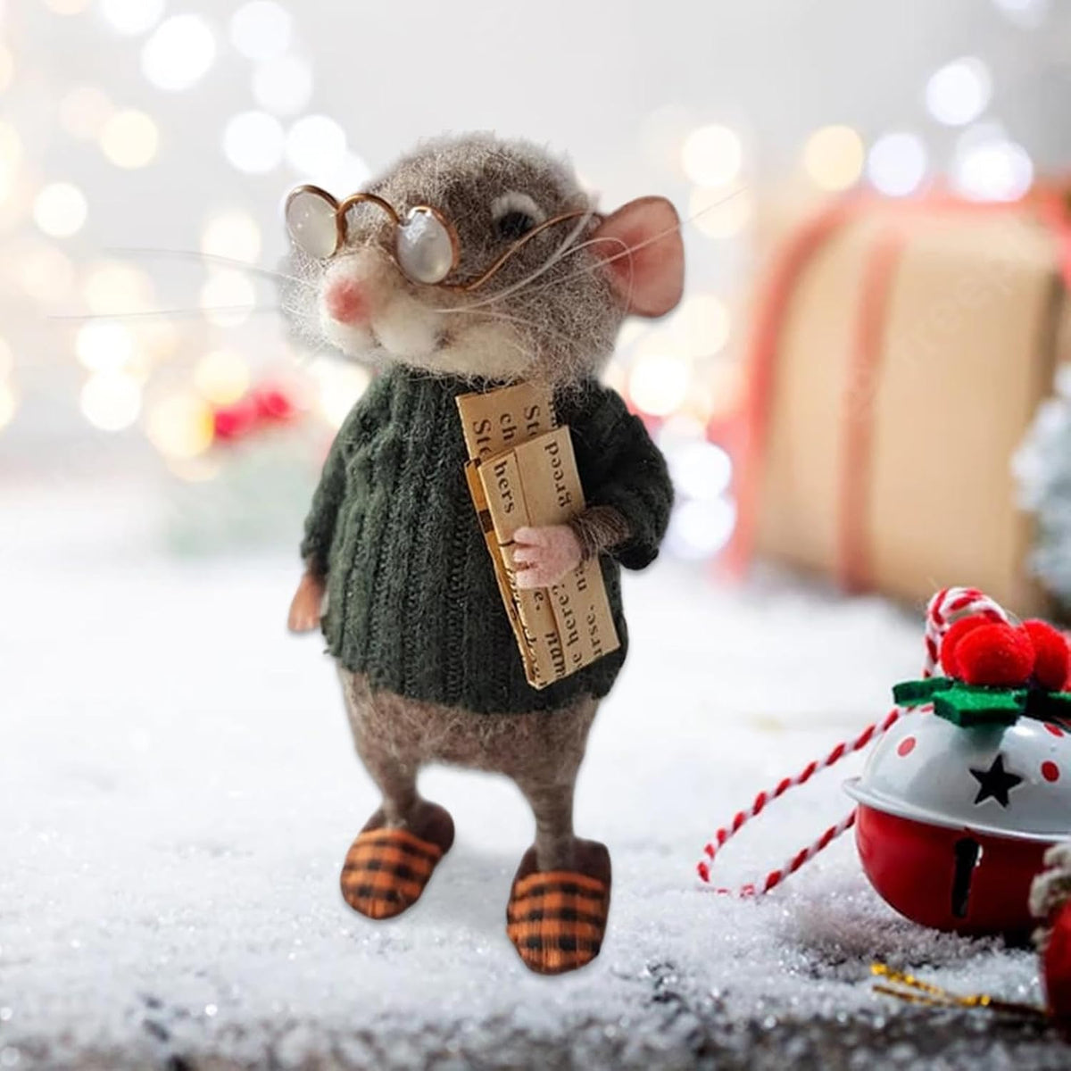 Handmade Felt Mouse Ornament Wool Christmas Decoration