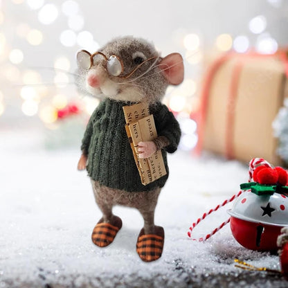 Handmade Felt Mouse Ornament Wool Christmas Decoration